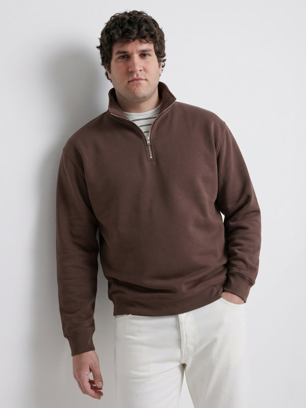 Premium Quarter-Zip Sweatshirt in Brown