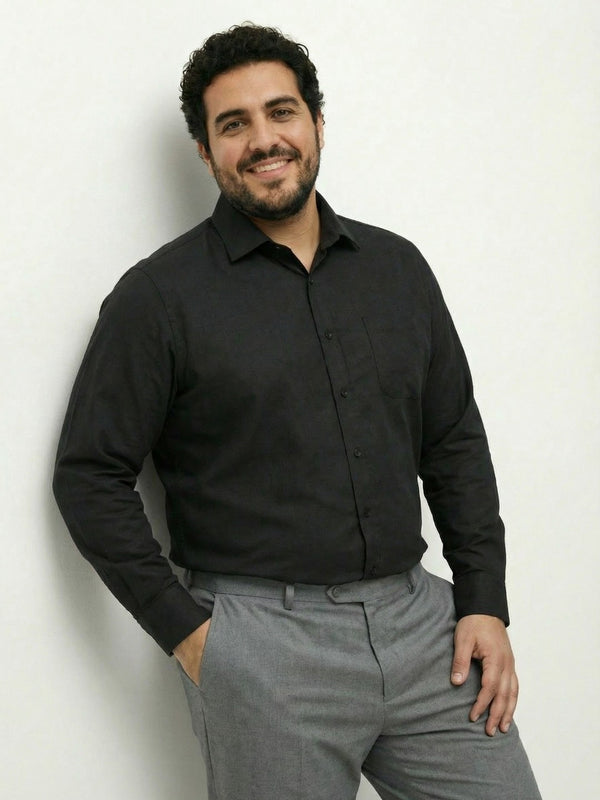Premium Stretch Oxford Solid Shirt in Black