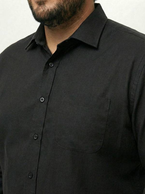 Premium Stretch Oxford Solid Shirt in Black