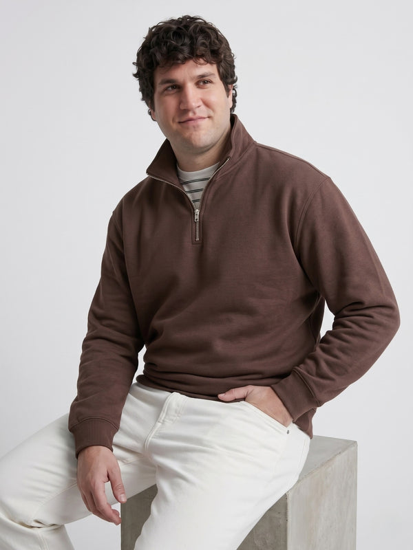 Premium Quarter-Zip Sweatshirt in Brown