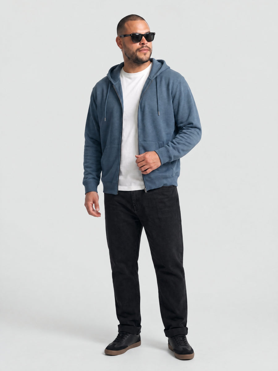 Solid Zipper Hoodie Plus Size