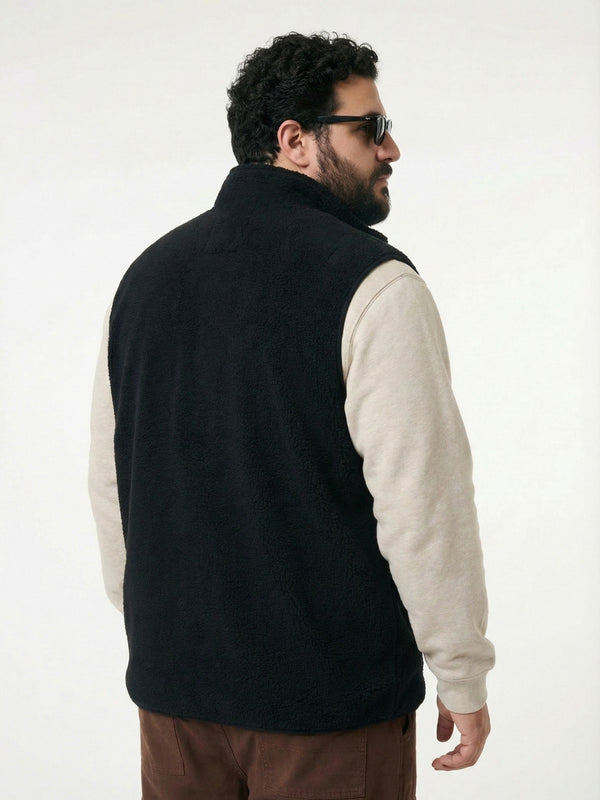 Fleece Half Heavy Weight Zipper Jacket in Black