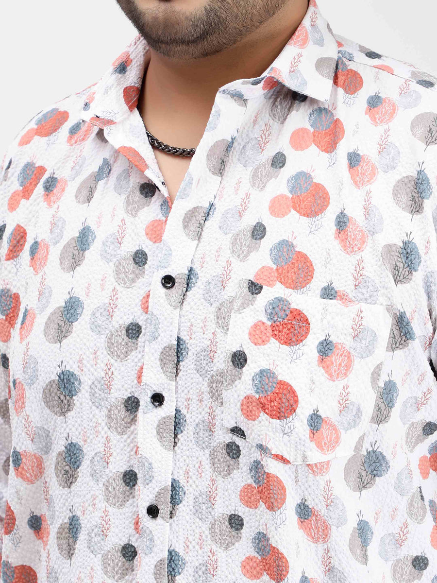Coral Tree Shape Digital Print Textured Shirt