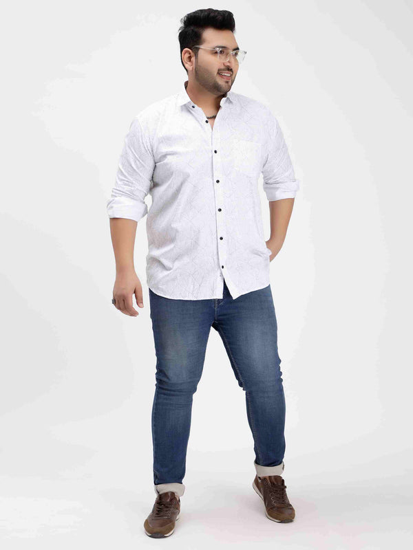 White Geometric Print Cotton Shirt in -