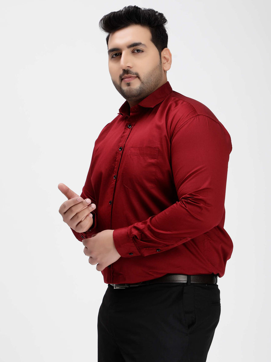 Maroon Soild Cotton Shirt