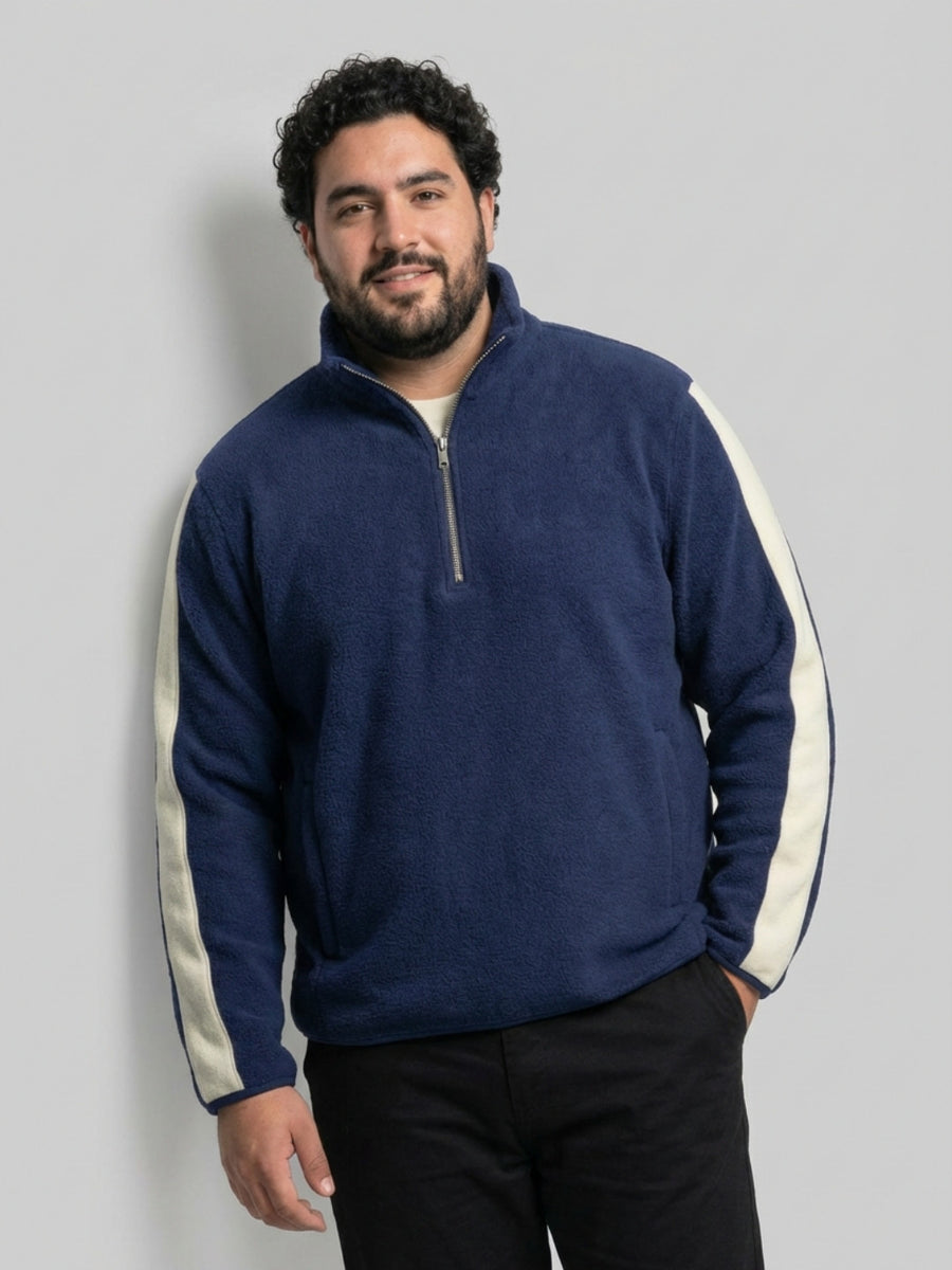 Fleece Warm Quarter-Zip Sweatshirt Plus Size Men