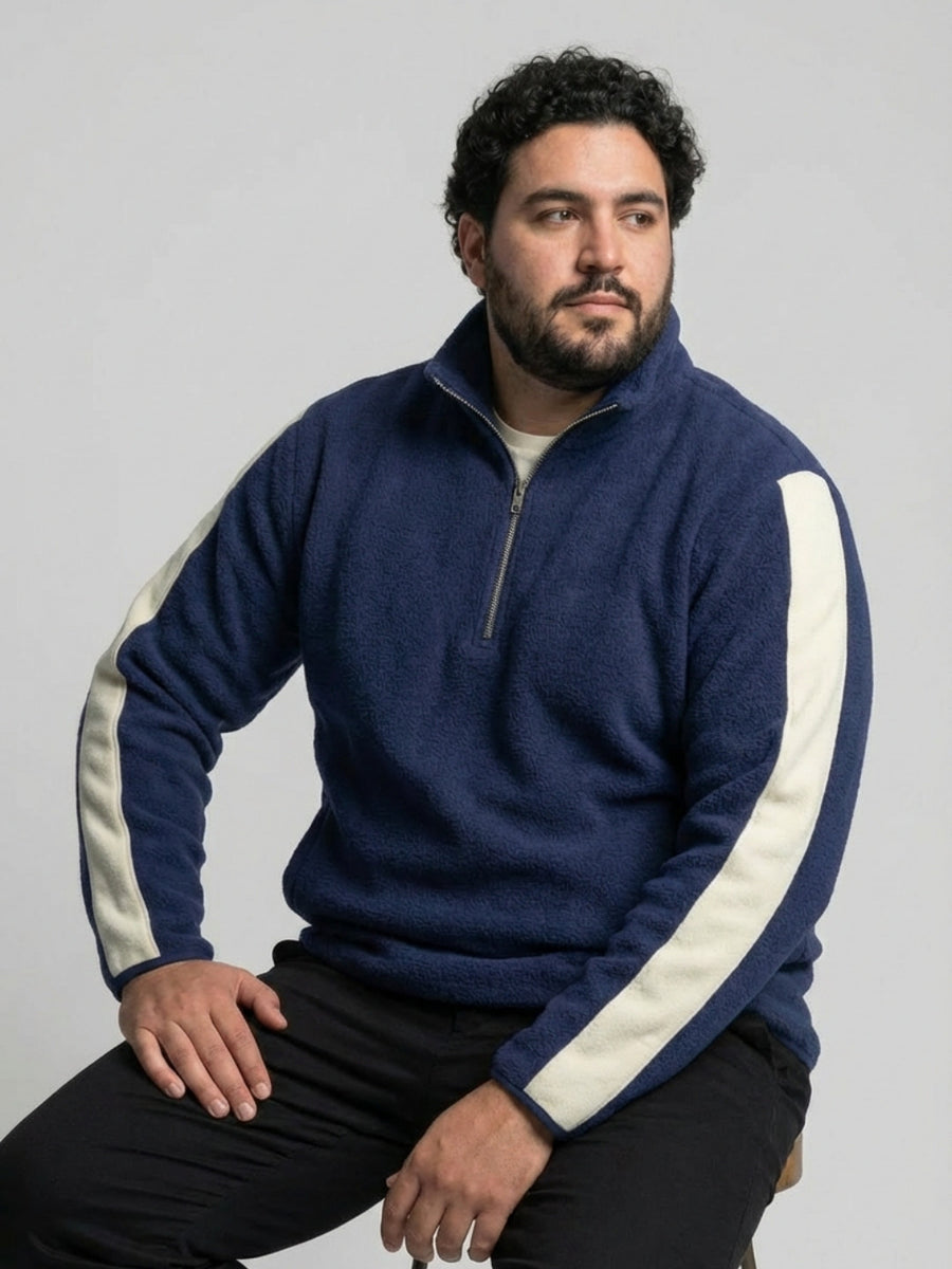 Fleece Warm Quarter-Zip Sweatshirt Plus Size Men