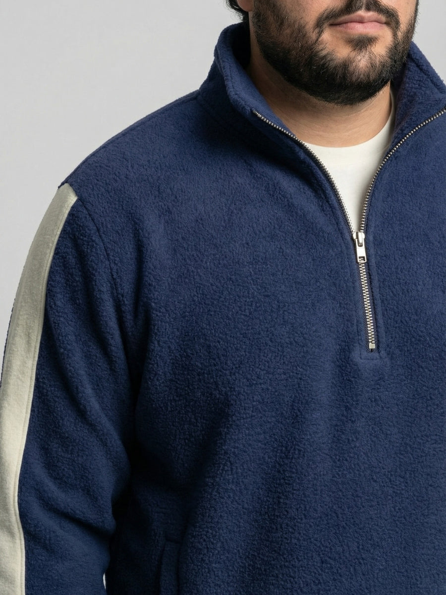 Fleece Warm Quarter-Zip Sweatshirt Plus Size Men