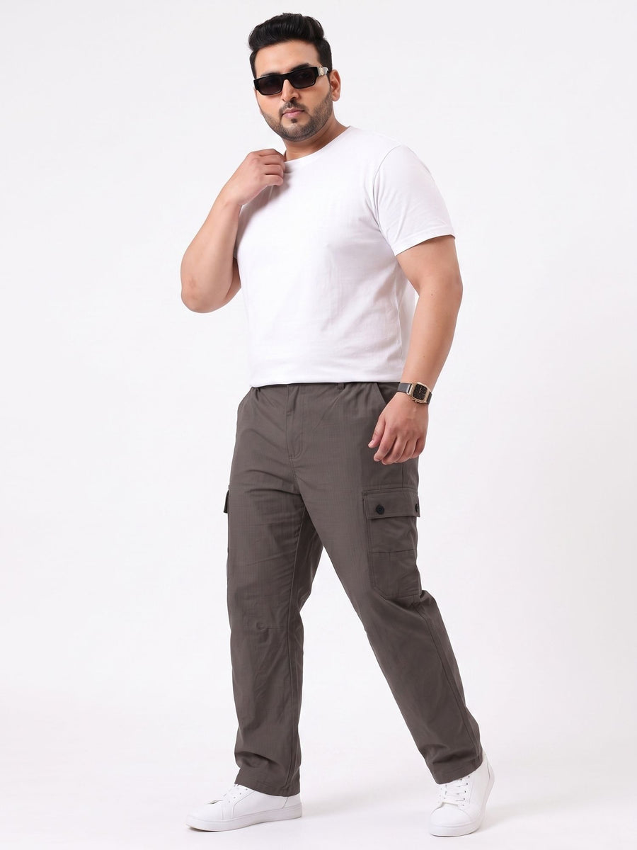 Ribstop Textured 6 Pocket Plus Size Cargo