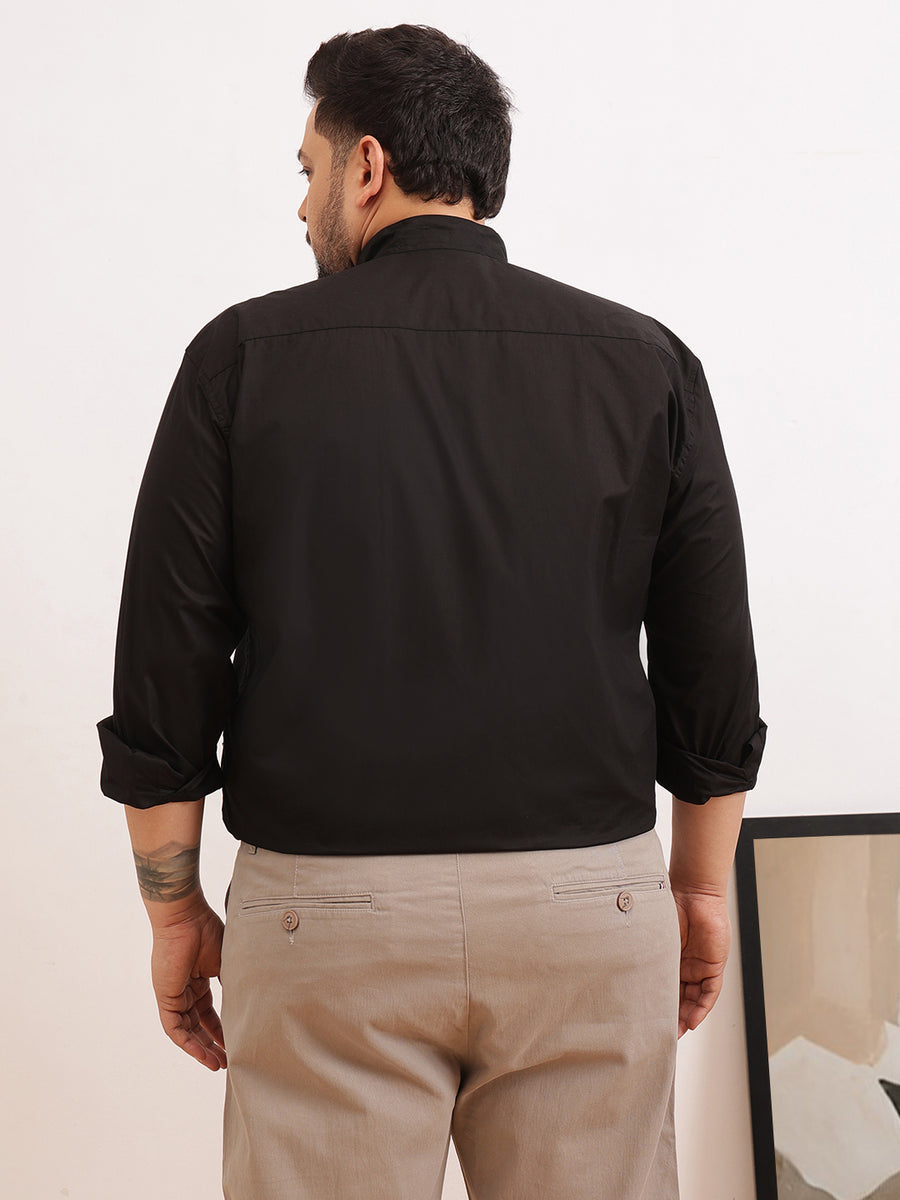 Madarian Collar Plus Size Shirt