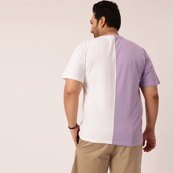 Lilac White Color Block T-shirt in Lilac White