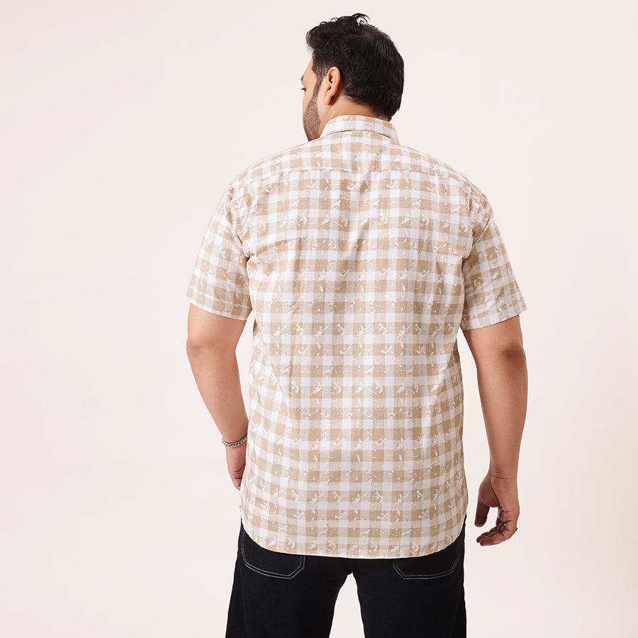 Light Brown Digital Print Cotton Shirt