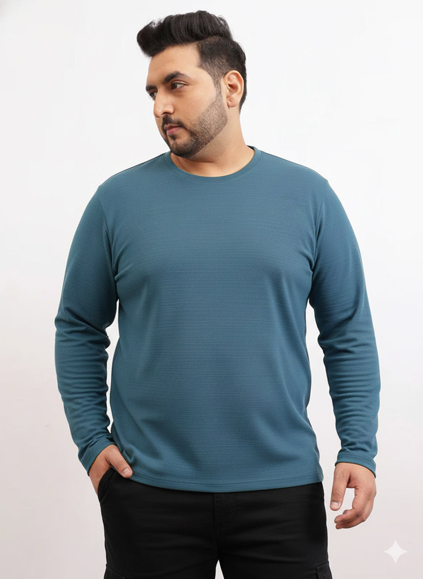 Moon Crush Textured Full Sleeve Plus Size Tee