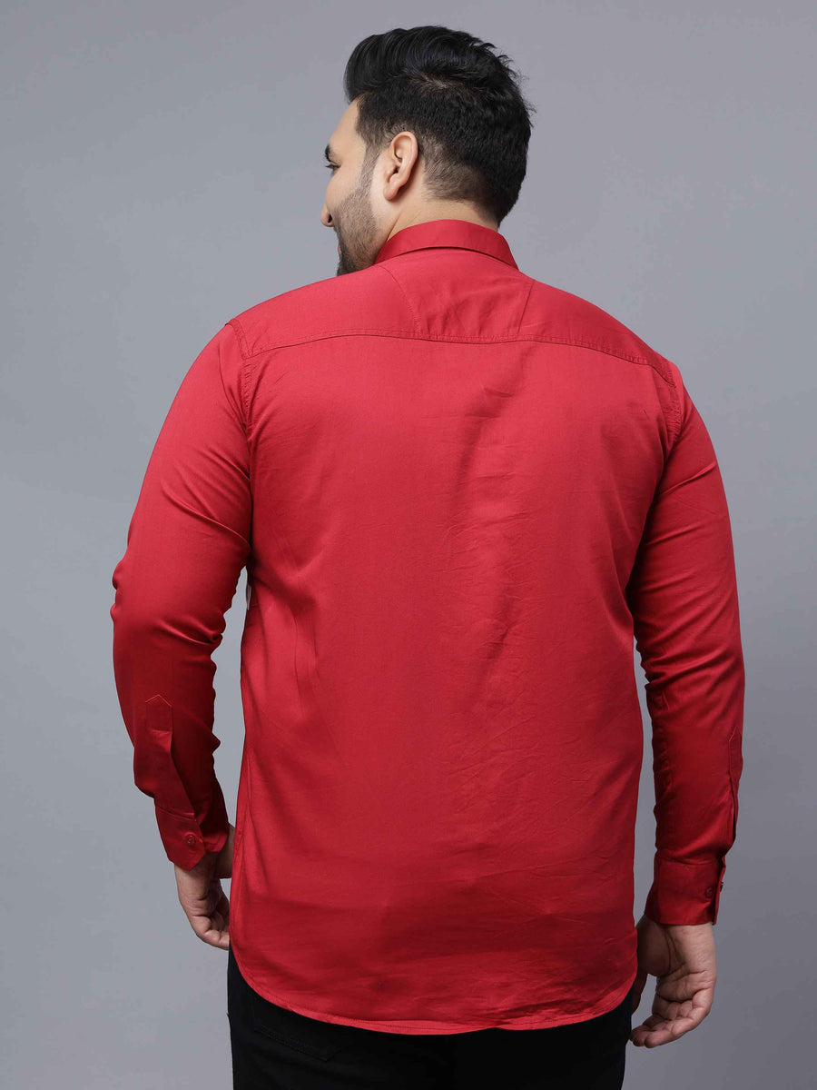 Red Triple Striped Cut n Sew Plus Size Shirt