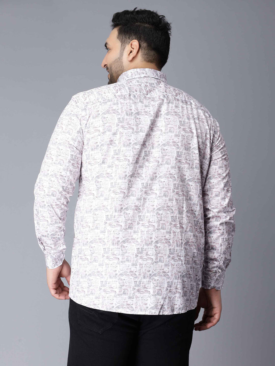 White Pink Printed Plus Size Shirt