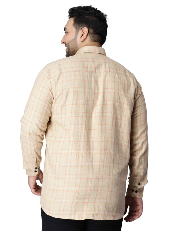 Beige Orange Checkered Shirt in -