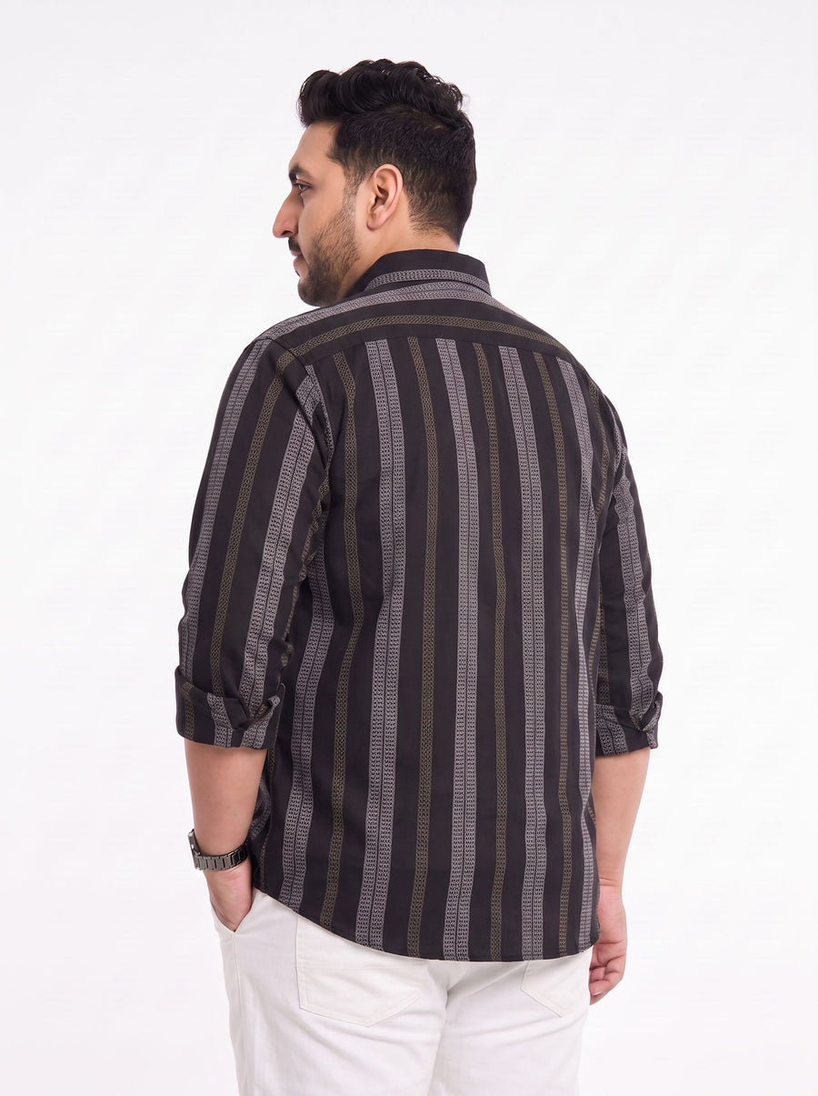 Plus Size Stripe full sleeve cotton shirt