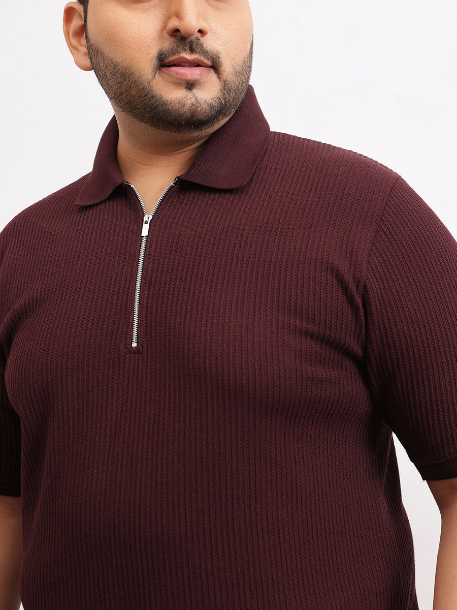 Interlock Zipper Knitted Polo T-shirt