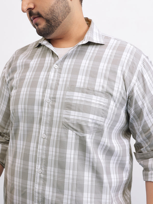 Grey White Check Shirt in -