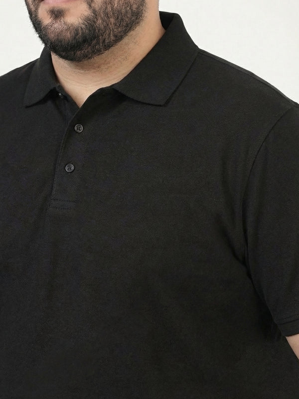 Premium Solid Cotton Men Polo T-shirt in Black