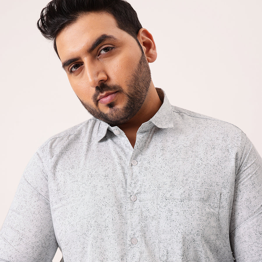 Light Grey Printed Plus Size Shirt