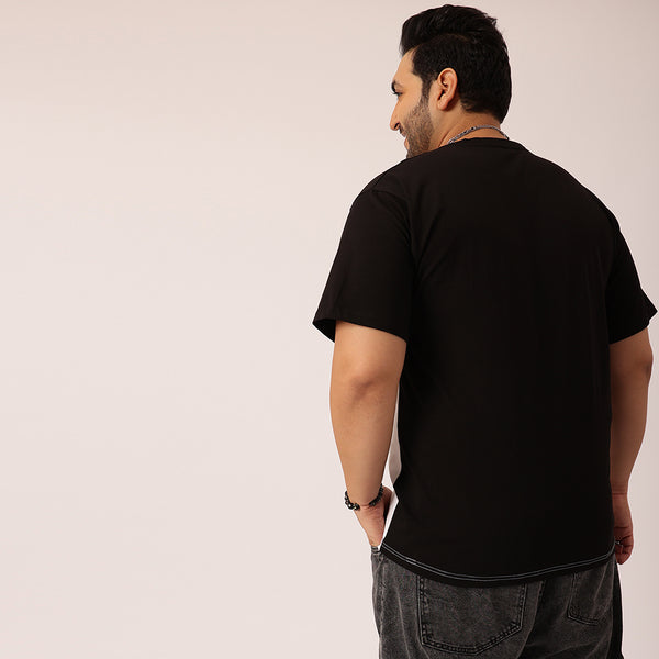 Black Grey White Color Block T-shirt in Black Grey White
