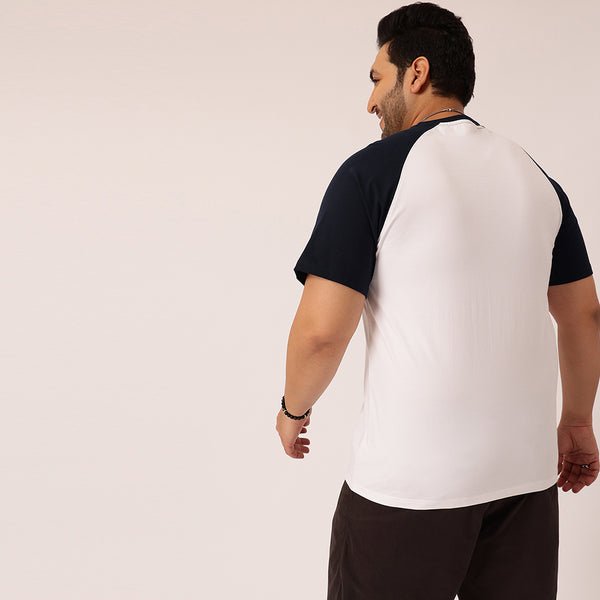 White Navy Raglan T-shirt in Navy White