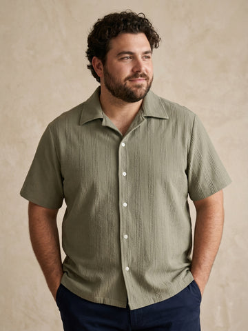 Textured Half Sleeve Plus Size Men Shirt