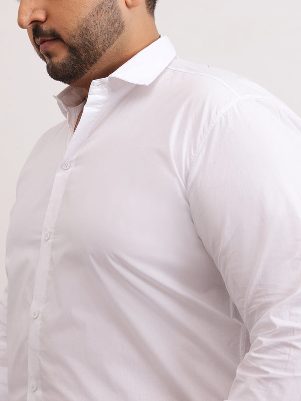 Solid Cotton Shirt in White