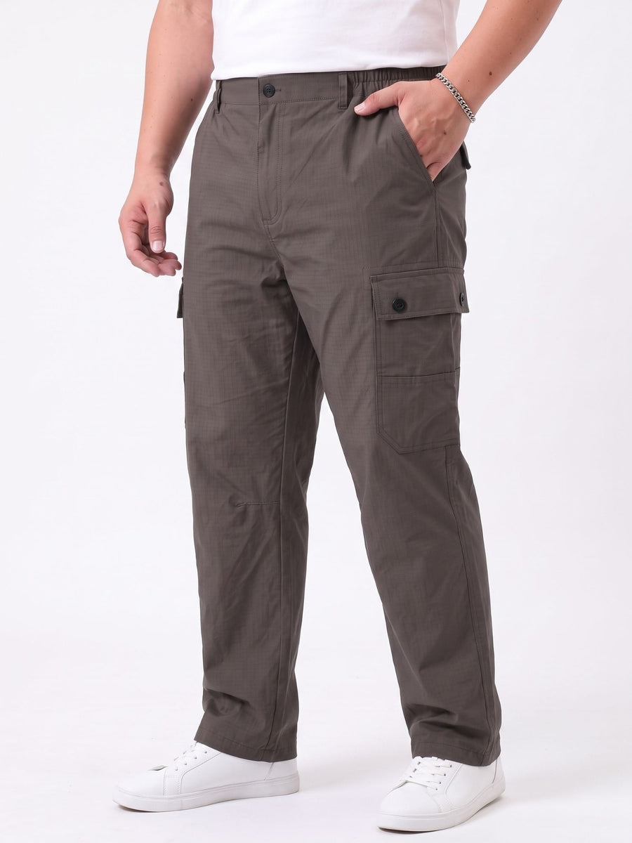 Ribstop Textured 6 Pocket Plus Size Cargo