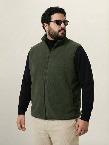 Fleece Half  Heavy Weight Plus size Zipper Jacket