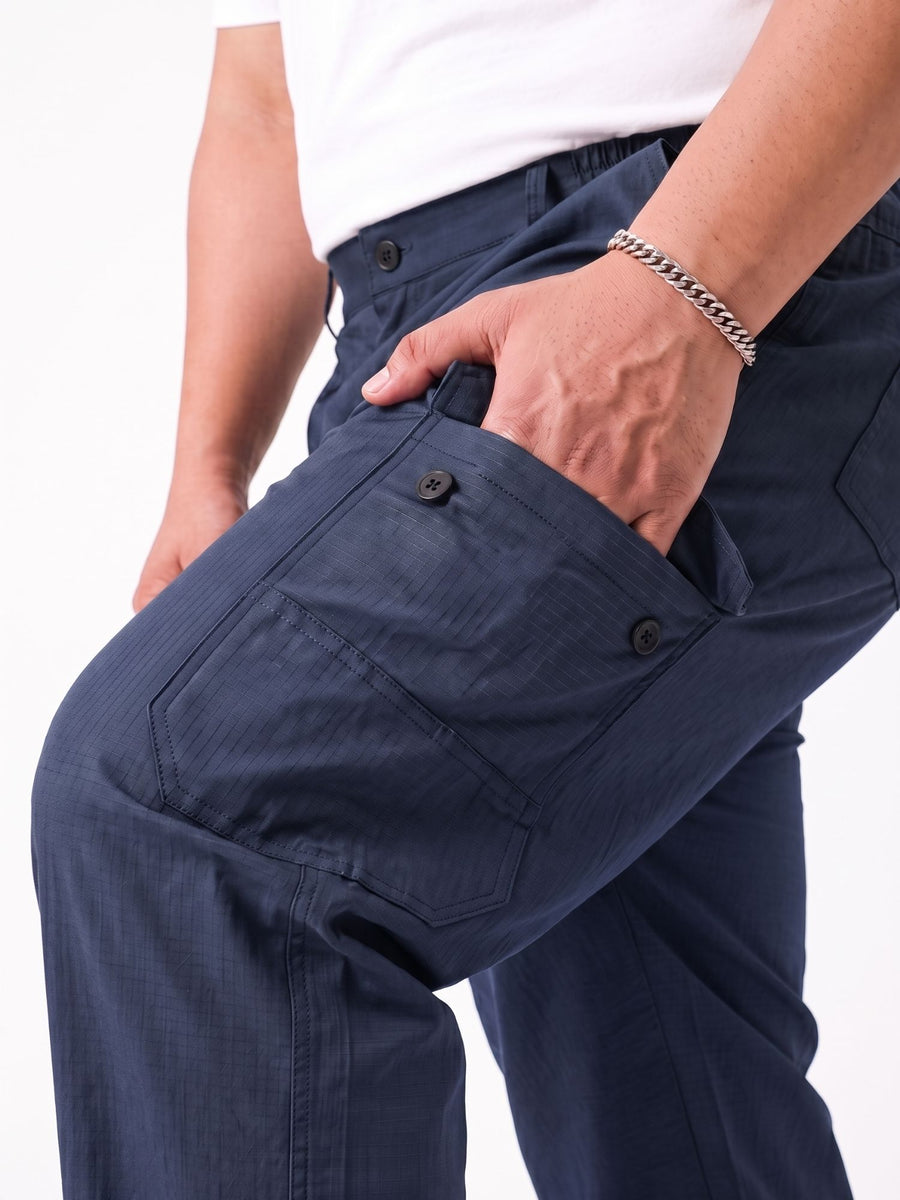 Ribstop Textured 6 Pocket Plus Size Cargo