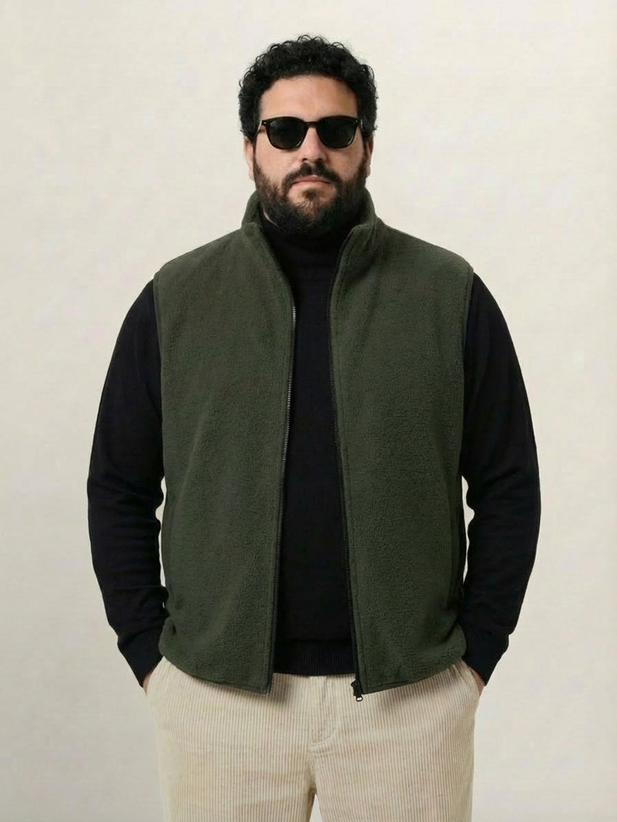 Fleece Half  Heavy Weight Plus size Zipper Jacket