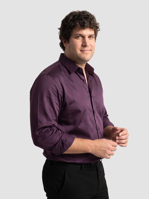 Satin Stretchable Premium Shirt in Purple