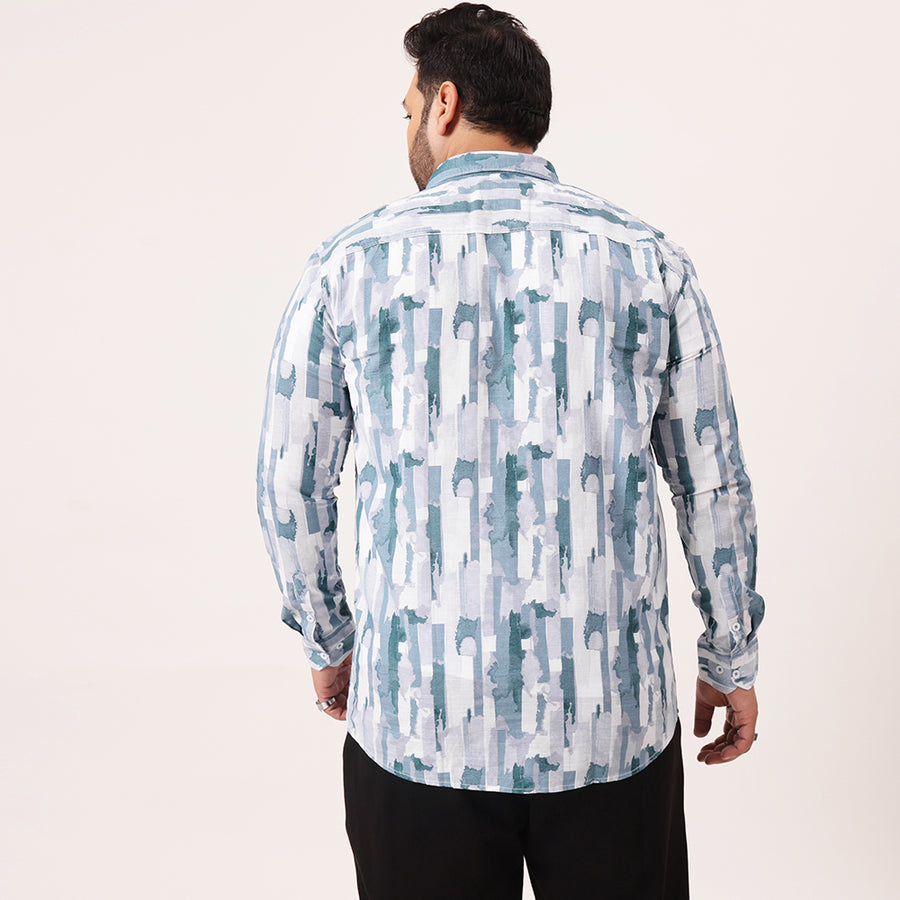 Blue Block Color Cotton Lee Shirt