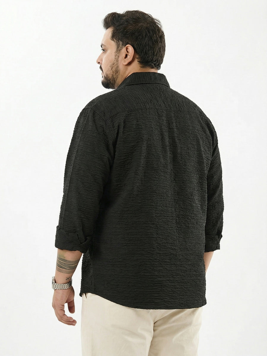 Textured Full Sleeve Plus size Men Shirt