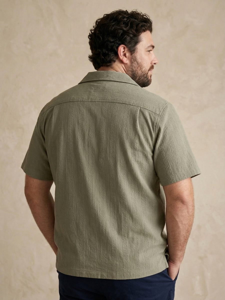 Textured Half Sleeve Plus Size Men Shirt