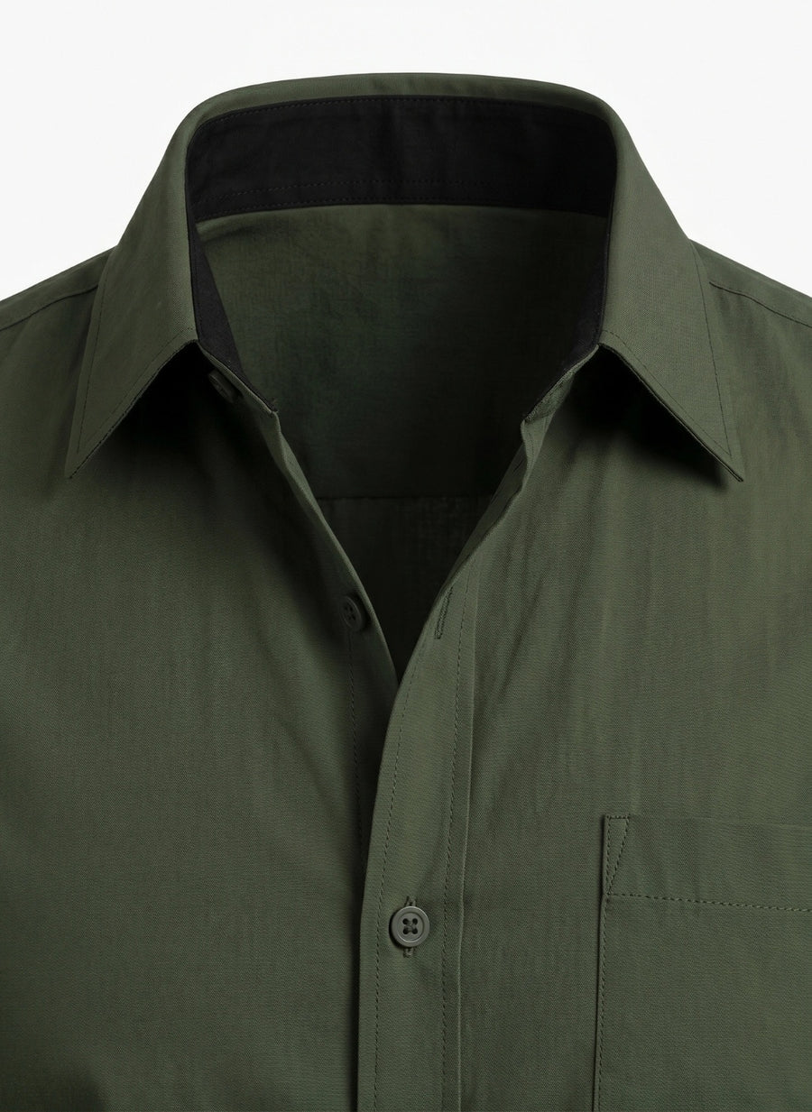 Contrast Collar Plus Size Men Shirt