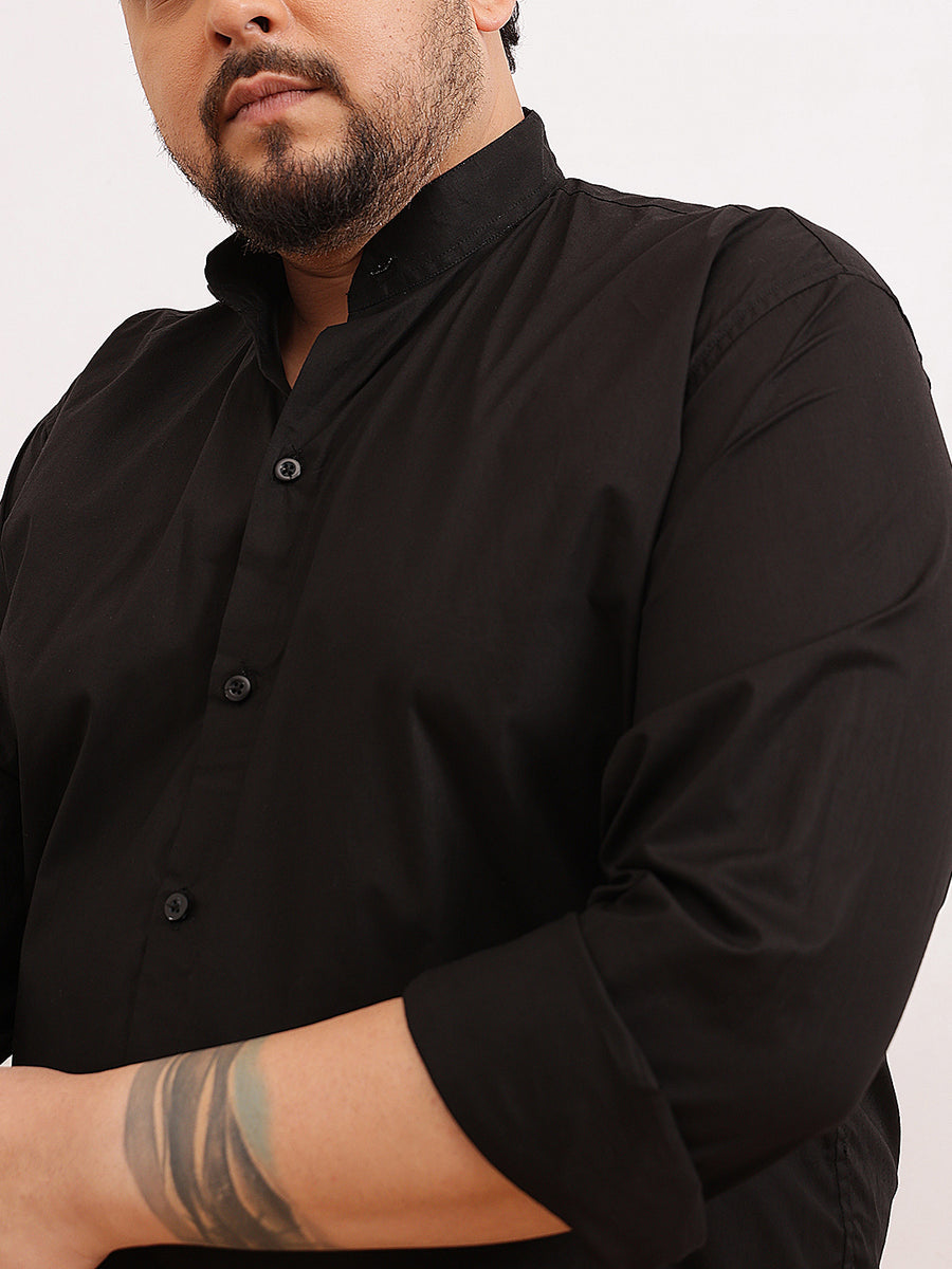 Madarian Collar Plus Size Shirt