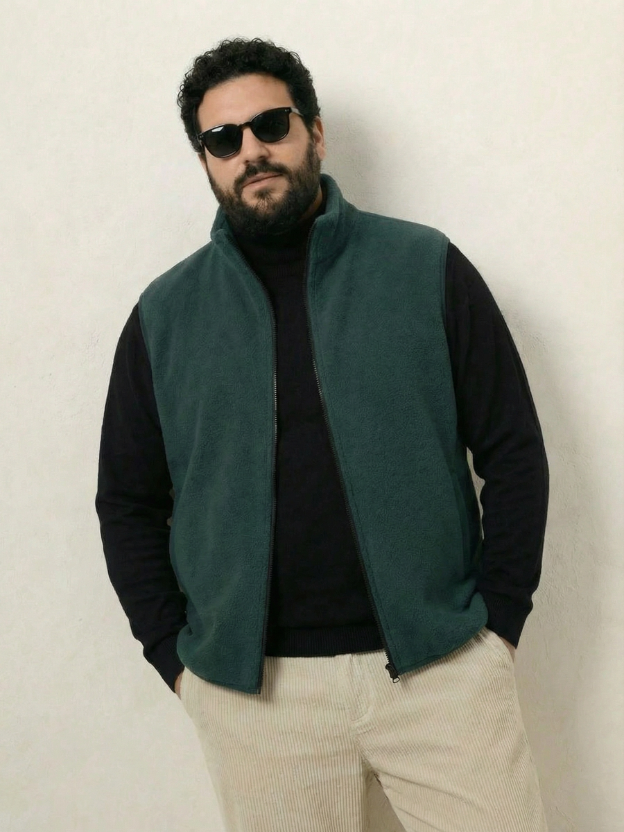 Fleece Half  Heavy Weight Plus size Zipper Jacket