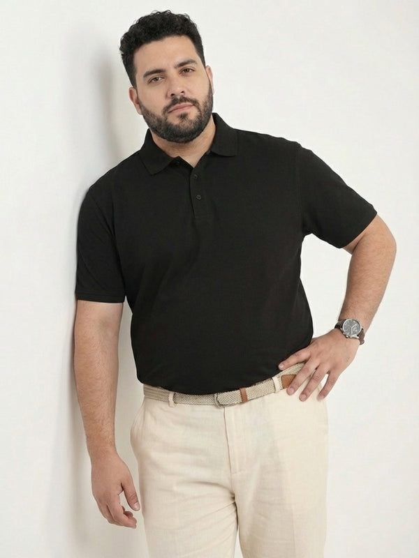 Premium Solid Cotton Men Polo T-shirt in Black