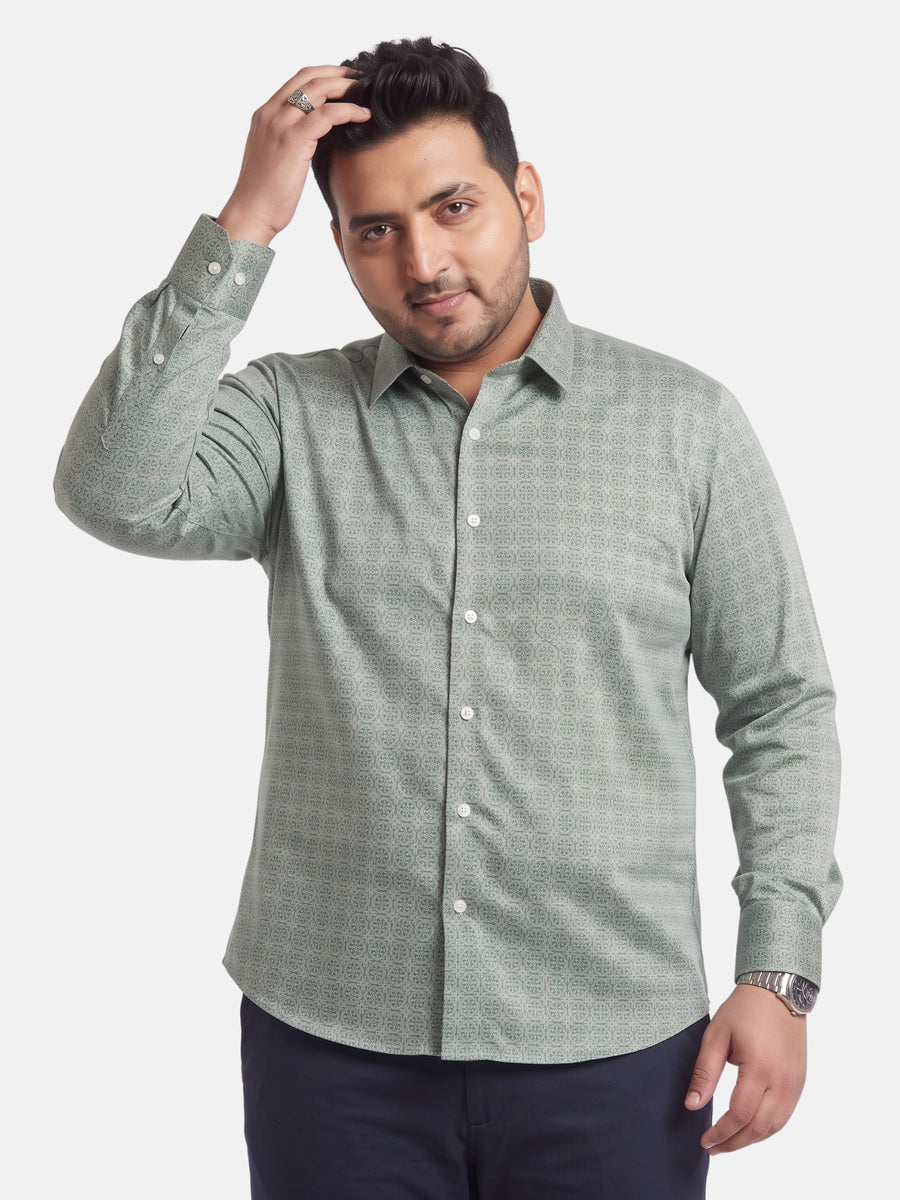 Satin Geometric Print Plus Size Shirt