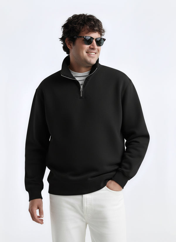 Premium Quarter-Zip Sweatshirt in Black