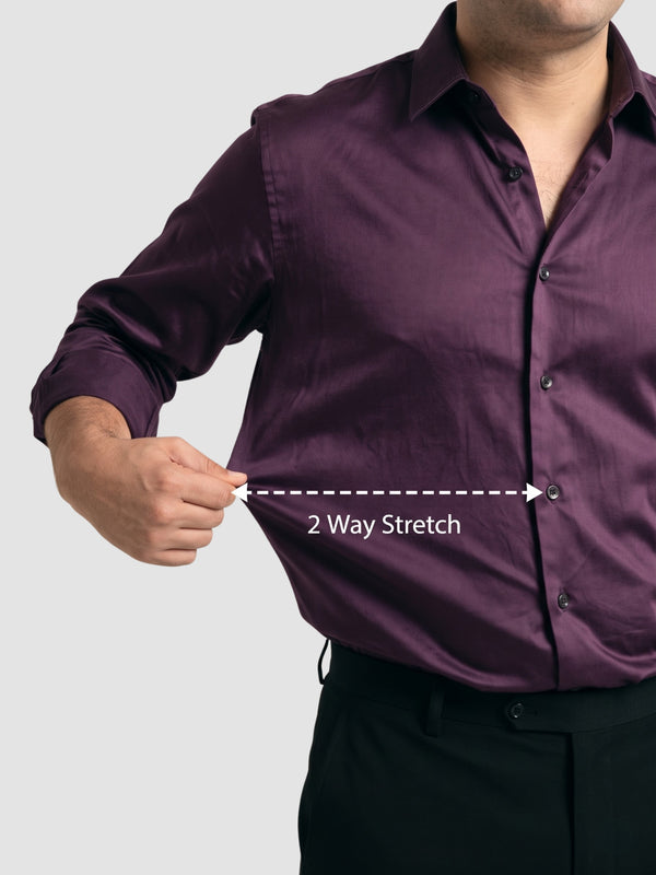 Satin Stretchable Premium Shirt in Purple