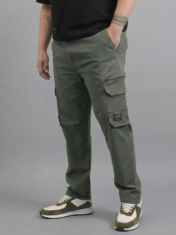 6 Pocket Zipper Cotton Stretch Plus Size Cargo