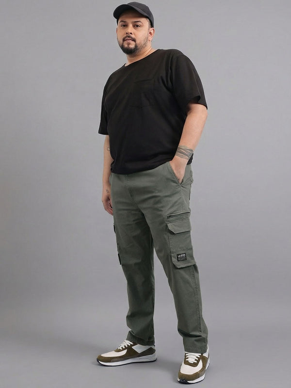 6 Pocket Zipper Cotton Stretch Cargo in Olive Green
