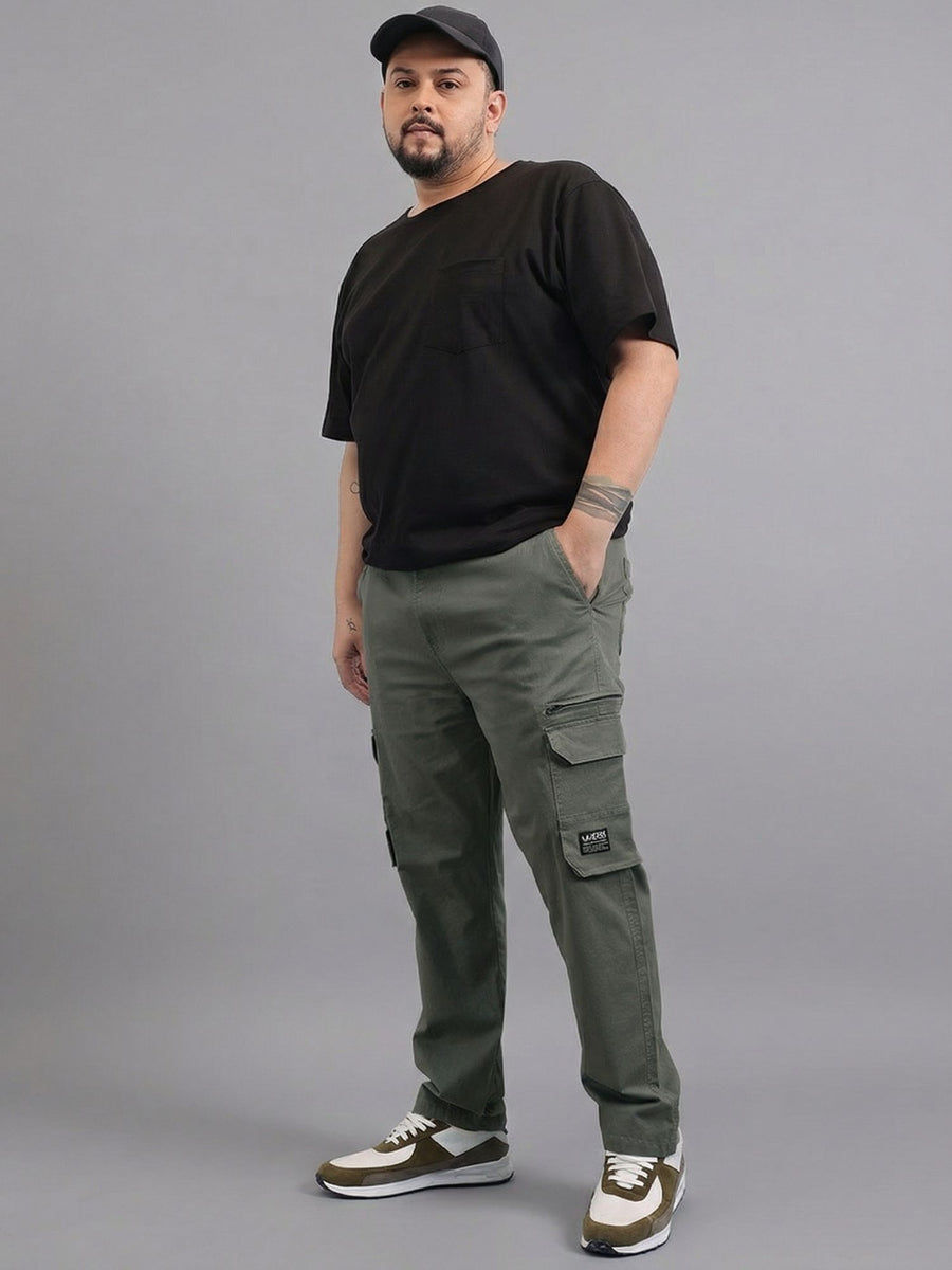 6 Pocket Zipper Cotton Stretch Plus Size Cargo