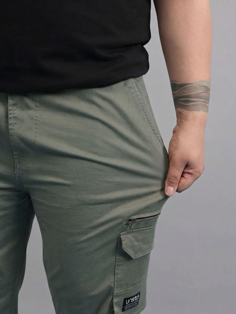 6 Pocket Zipper Cotton Stretch Plus Size Cargo