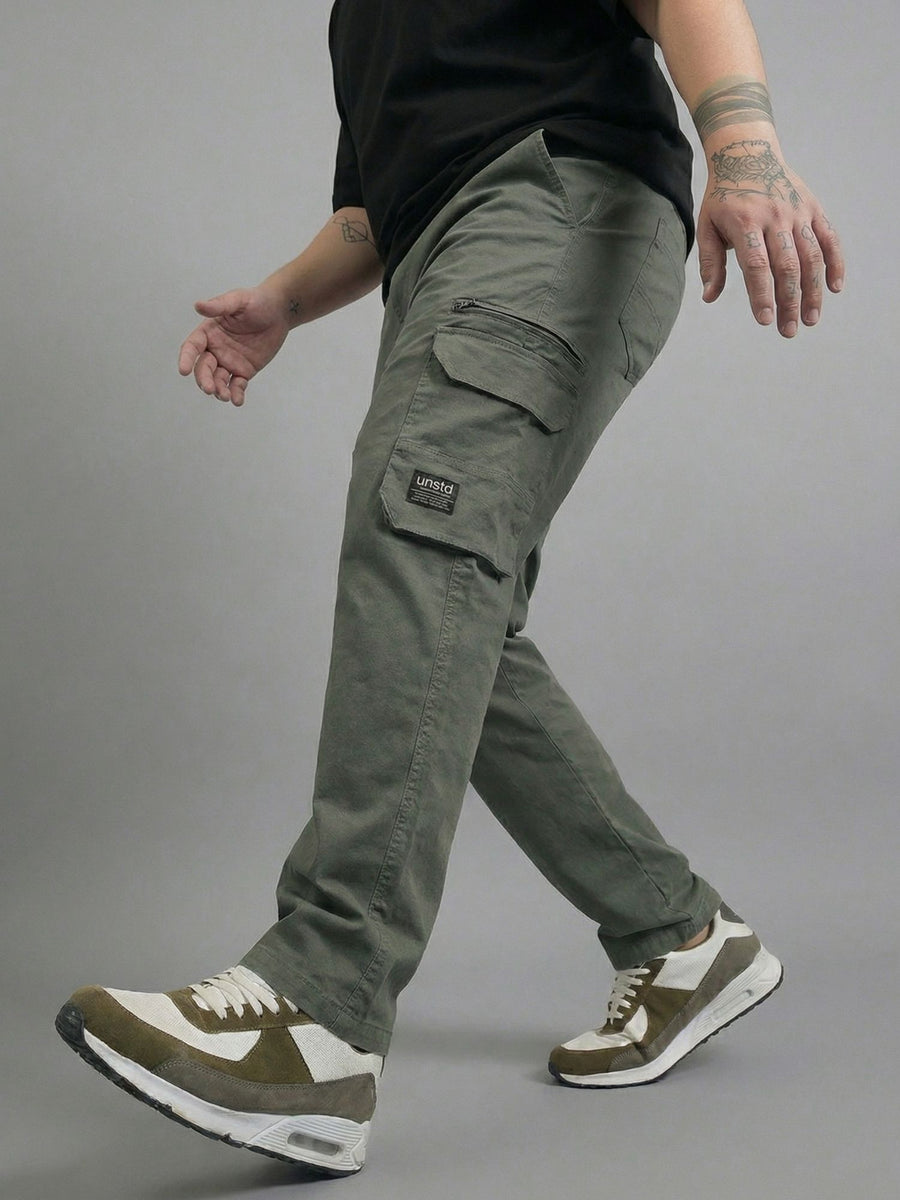 6 Pocket Zipper Cotton Stretch Plus Size Cargo