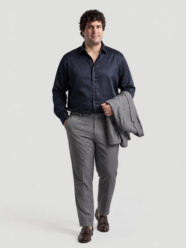 Satin Stretchable Premium Shirt in Navy Blue